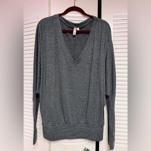 Gray V-Neck Women's Top